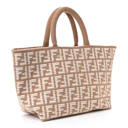 Fendi Cashmere Knit FF Large Shopper Tote Cammello 3 of 10