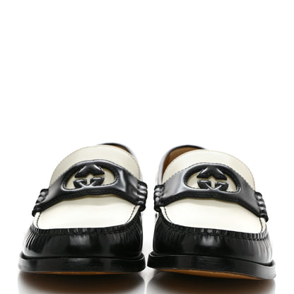 Gucci Calfskin Mens Interlocking G Millennial Ribot Loafers 11 Black Off White 2 of 9