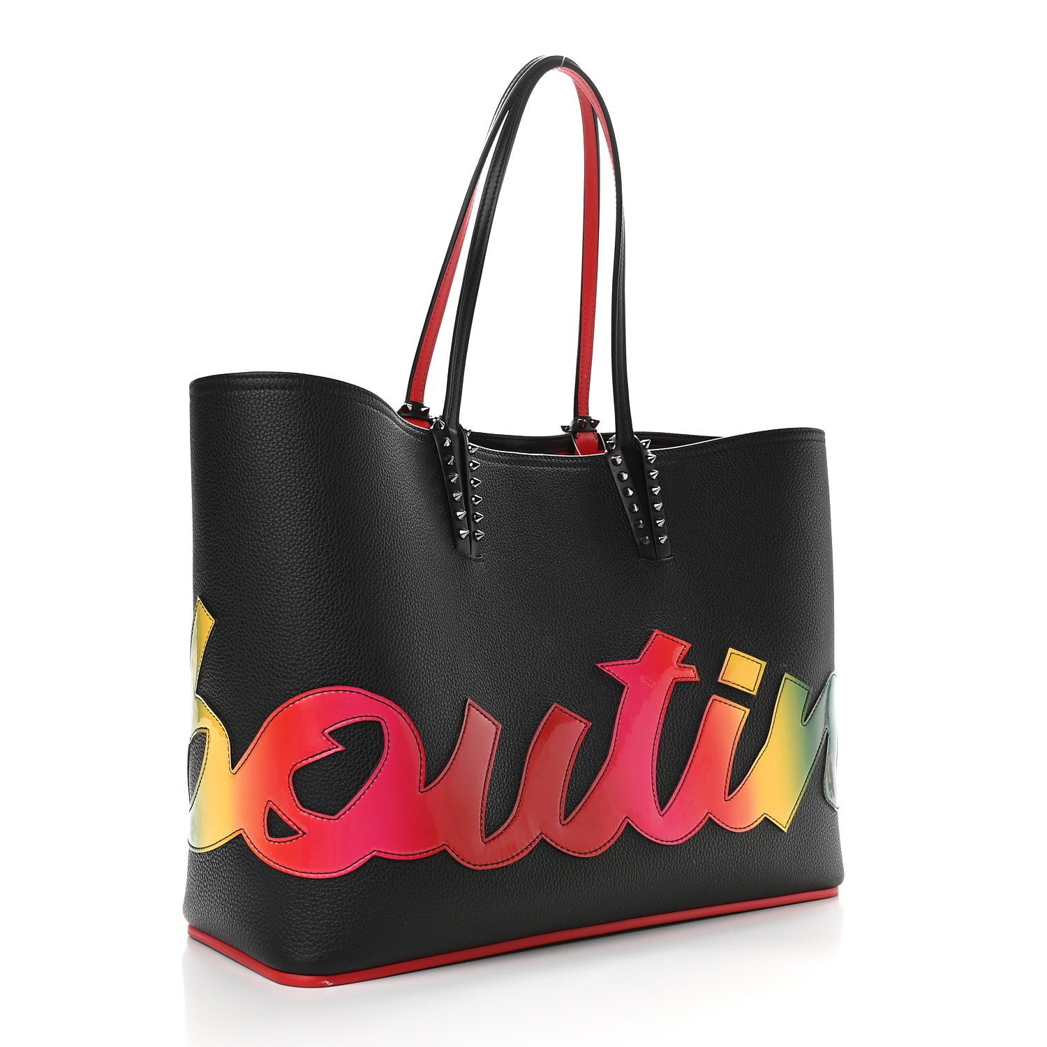 Christian Louboutin Calfskin Patent Logo Spikes East West Cabata Tote Multicolor 4 of 10
