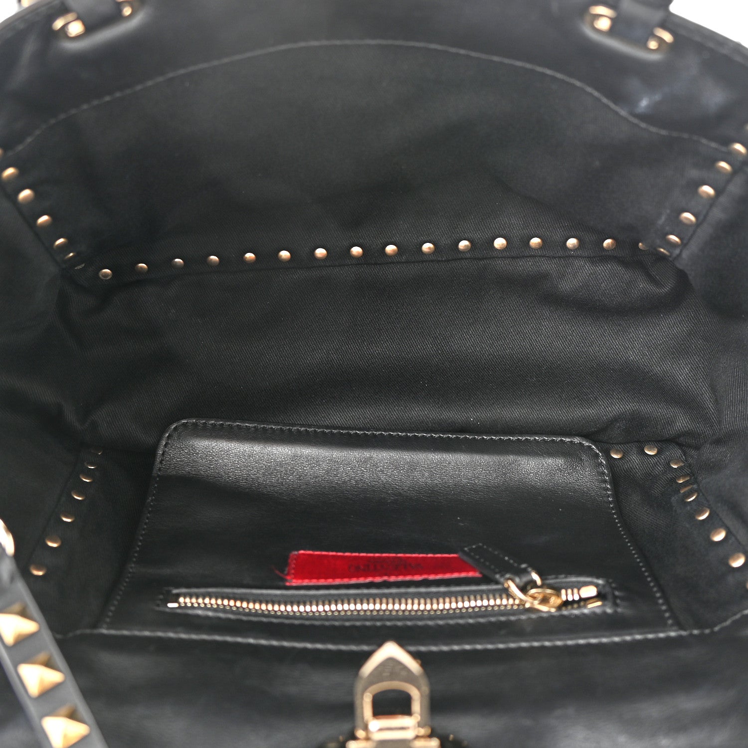 Valentino Garavani Vitello Small Rockstud Tote Black 5 of 9