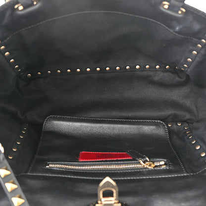 Valentino Garavani Vitello Small Rockstud Tote Black 5 of 9