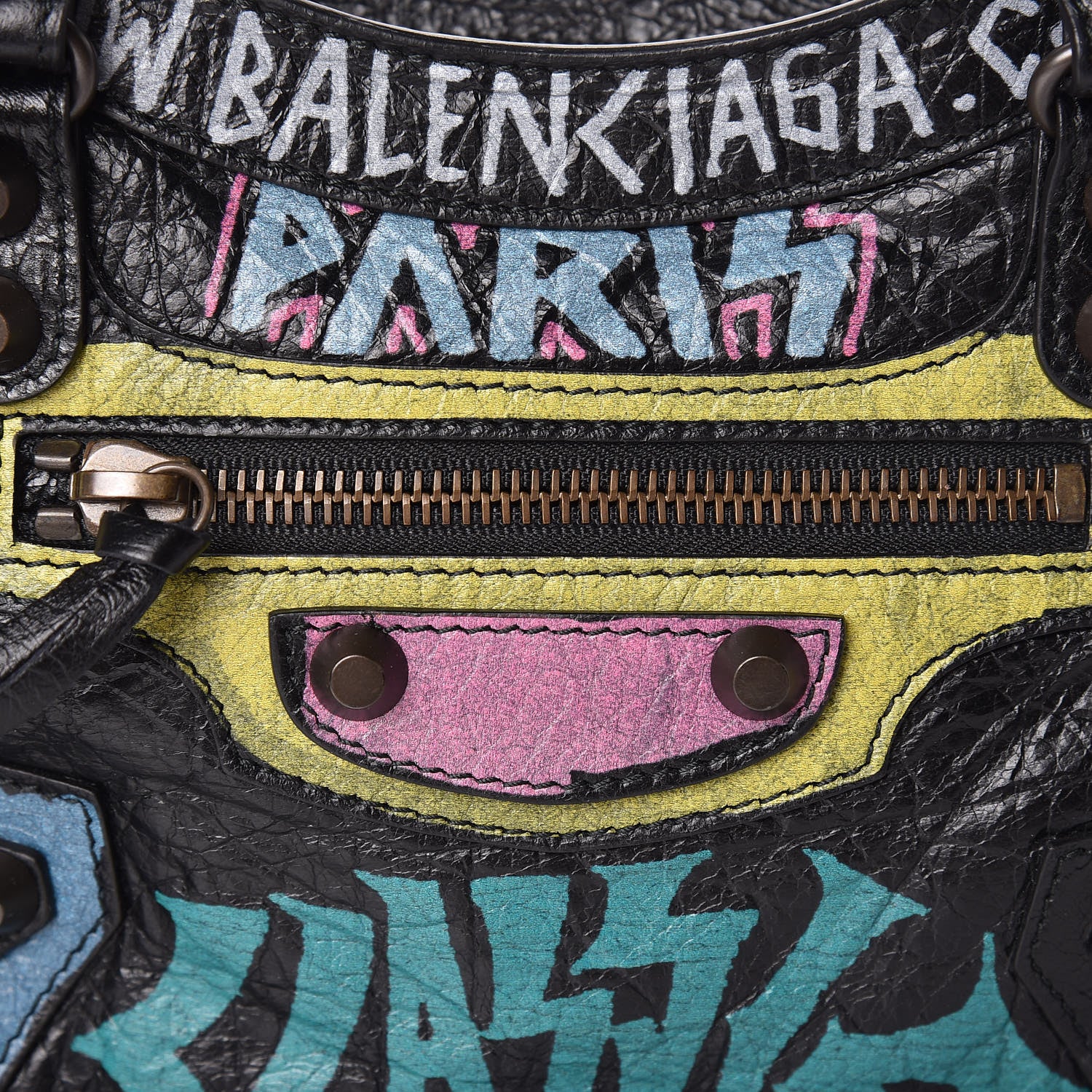 Balenciaga Agneau Arena Graffiti All Over Classic Hardware Mini City Black Multicolor 8 of 10