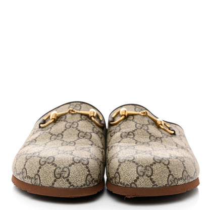 Gucci GG Supreme Monogram Miro Soft Calfskin Womens Horsebit Slippers 37 Beige Ebony New Acero 2 of 9