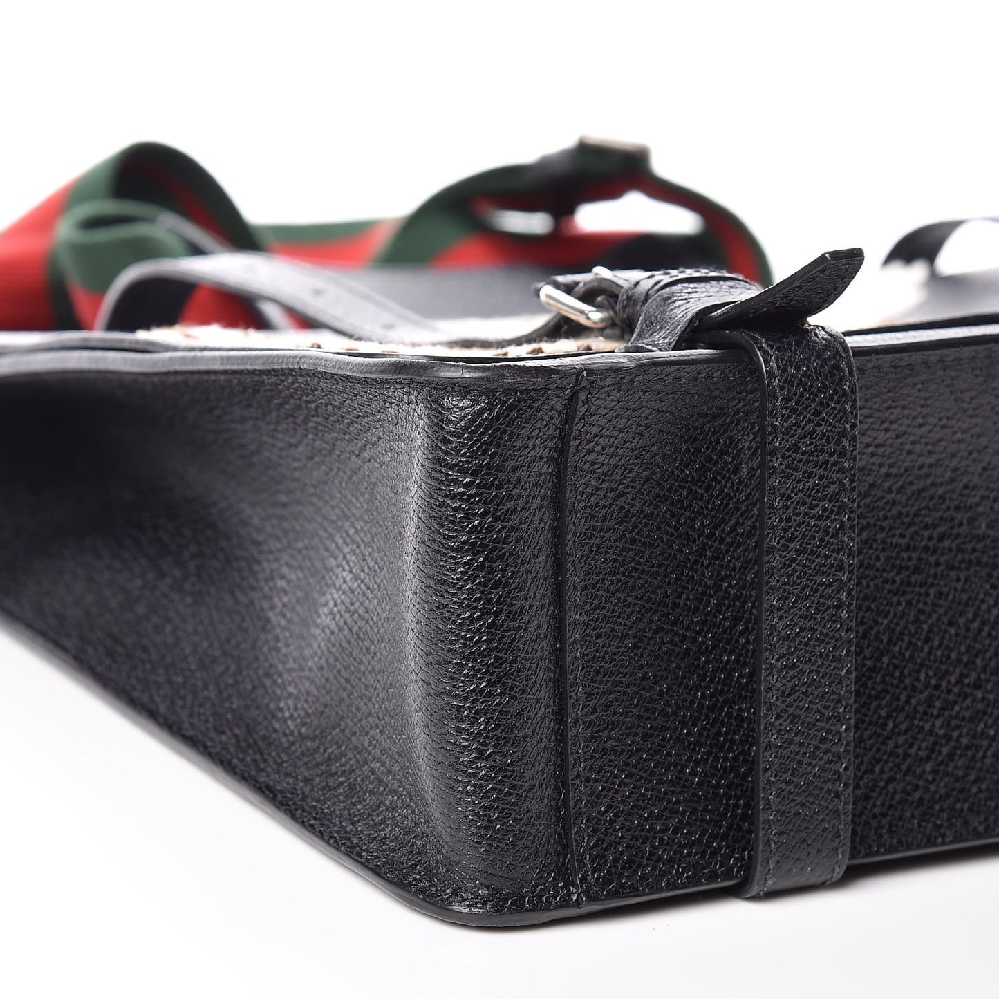 Calfskin Embroidered Tiger Messenger Bag Black