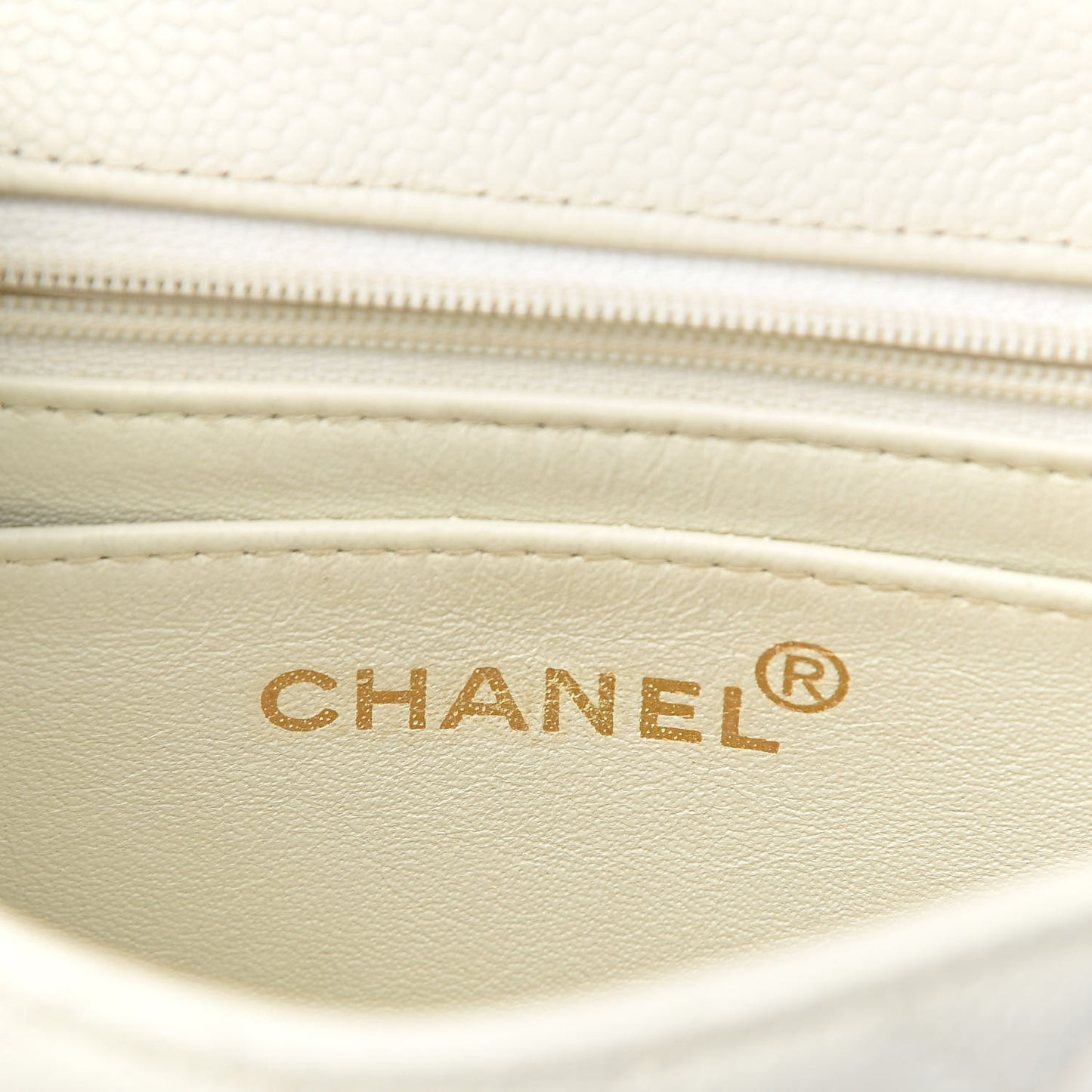 Caviar Quilted Mini Square Flap White