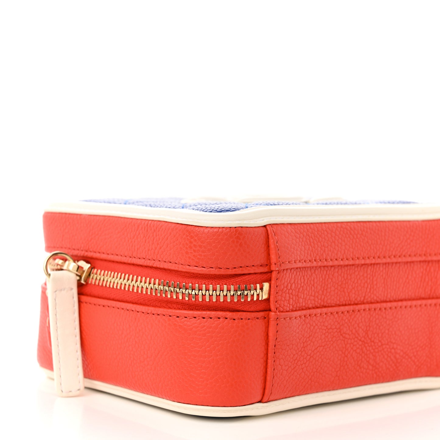Caviar Quilted Small CC Filigree Vanity Case Blue White Red