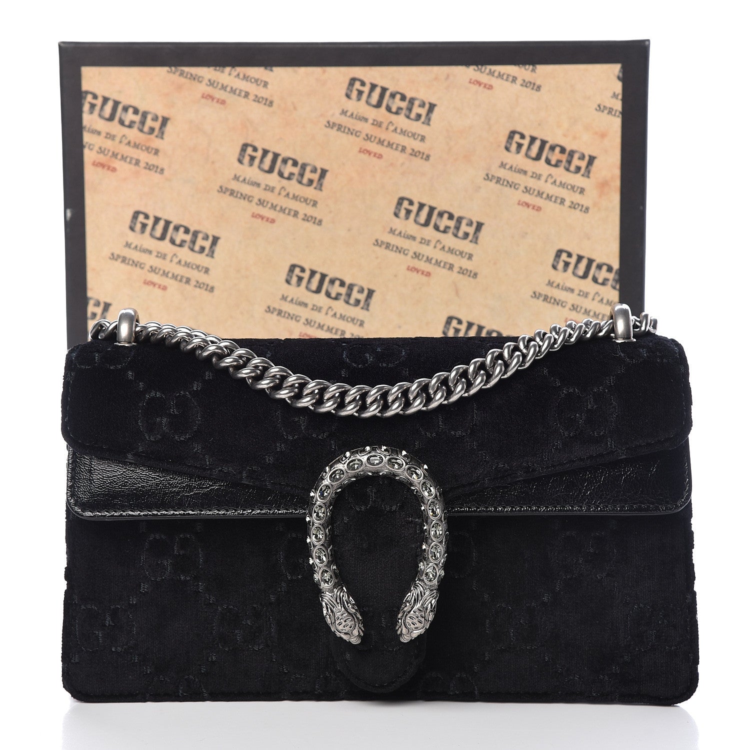 Gucci Velvet Skipper Crystal GG Monogram Small Dionysus Shoulder Bag Black Black Diamond 10 of 10