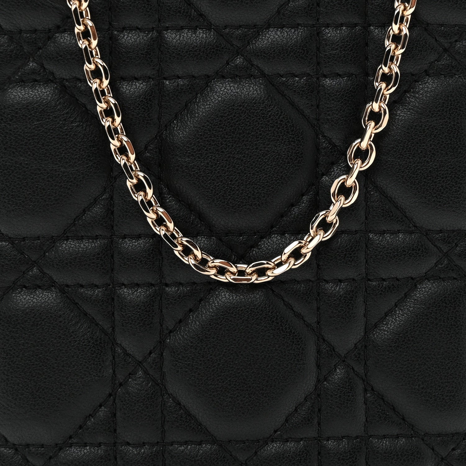 Christian Dior Lambskin Cannage Lady Dior Phone Holder Black