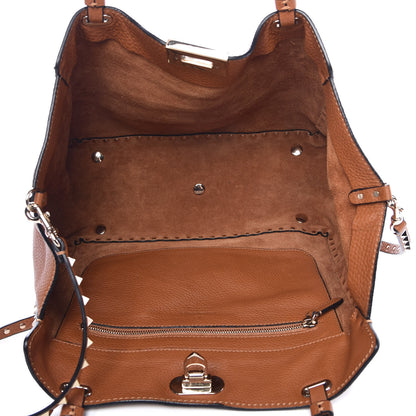 Valentino Garavani Pebbled Calfskin Medium Rockstud Tote Light Cuir 6 of 12