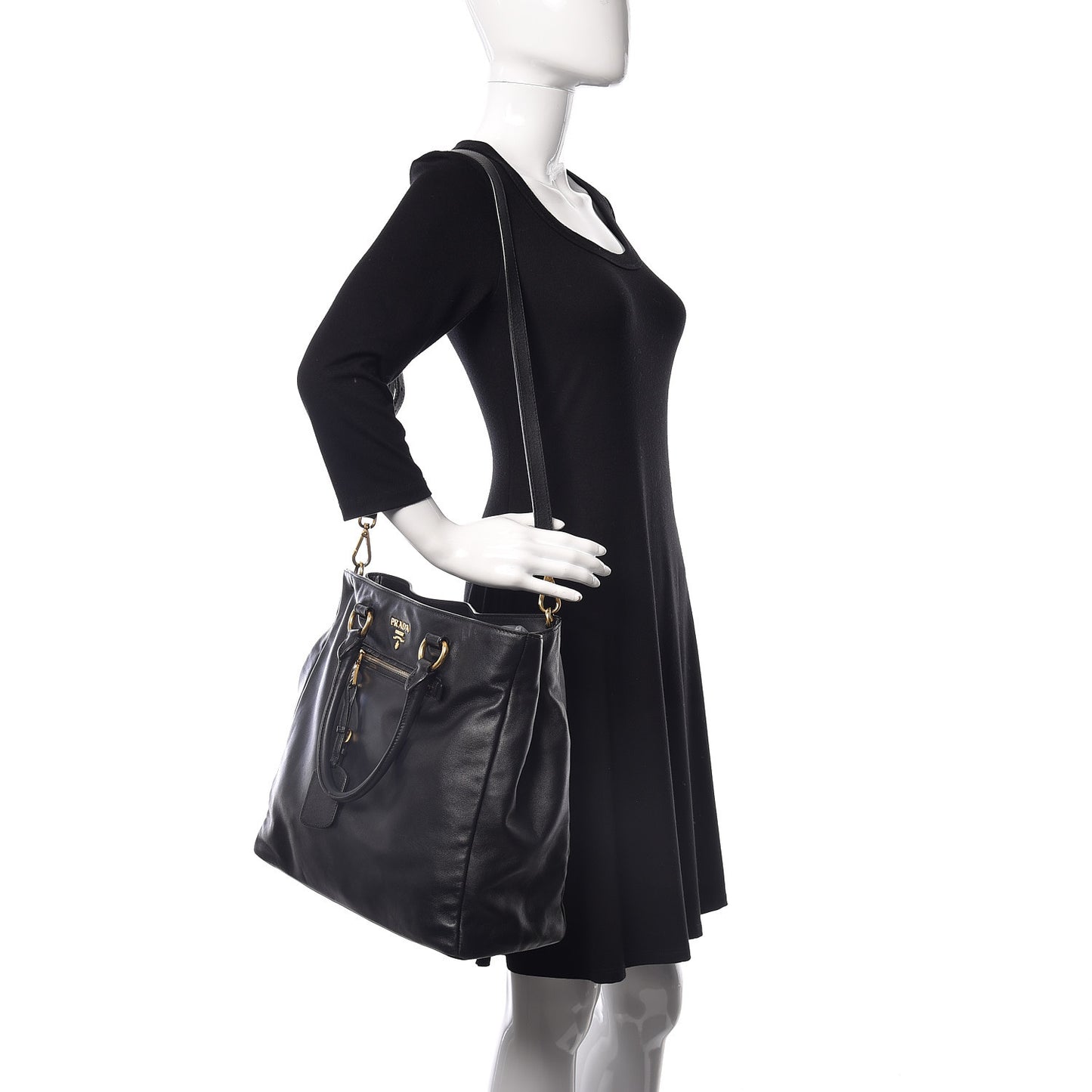 Soft Calf Shopping Tote Black