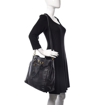 Prada Soft Calf Shopping Tote Black 2 of 14