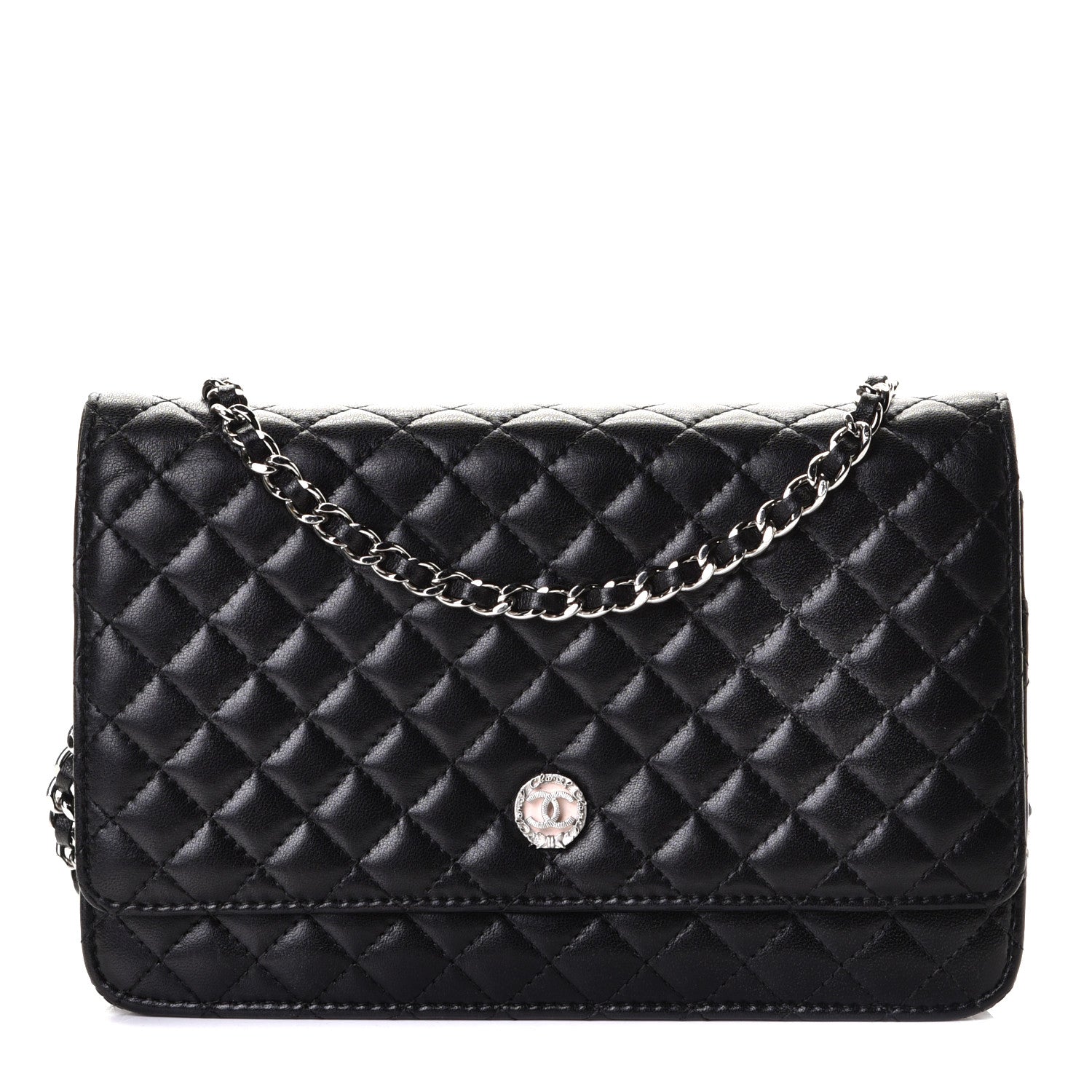 Chanel Lambskin Micro Quilted Wallet On Chain WOC Black 1 of 8