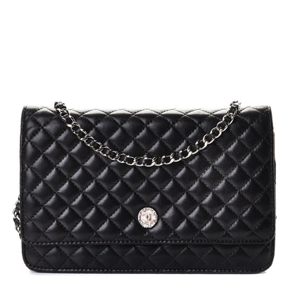 Chanel Lambskin Micro Quilted Wallet On Chain WOC Black 1 of 8