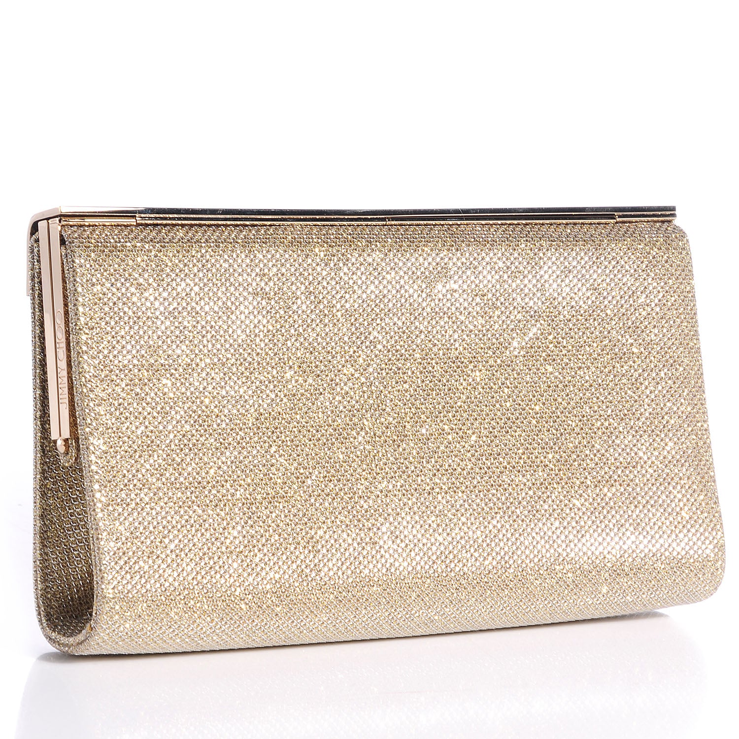 Jimmy Choo Glitter Fabric Cayla Clutch Metallic Gold 3 of 9