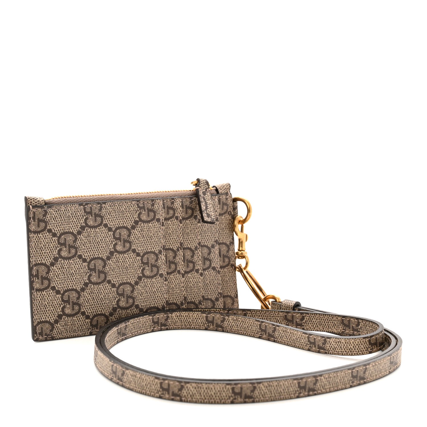 Gucci X BALENCIAGA GG Supreme Monogram Logo Card Case With Strap Beige Ebony 3 of 6