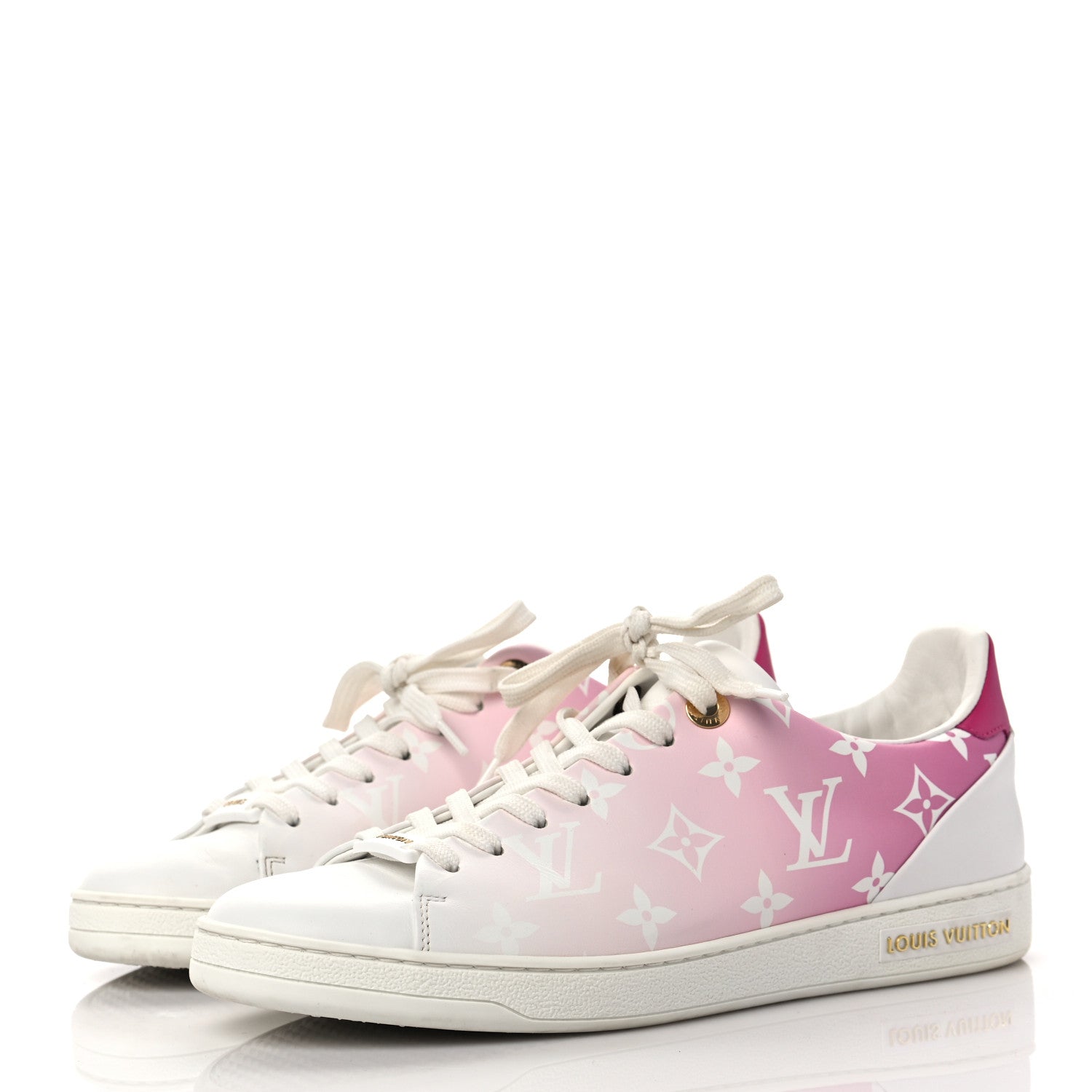 Louis Vuitton Calfskin Monogram Frontrow Sneakers 37.5 White Pink 3 of 9