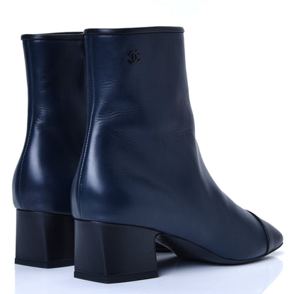 Chanel Calfskin Cap Toe Short Boots 40 Navy Black 3 of 4
