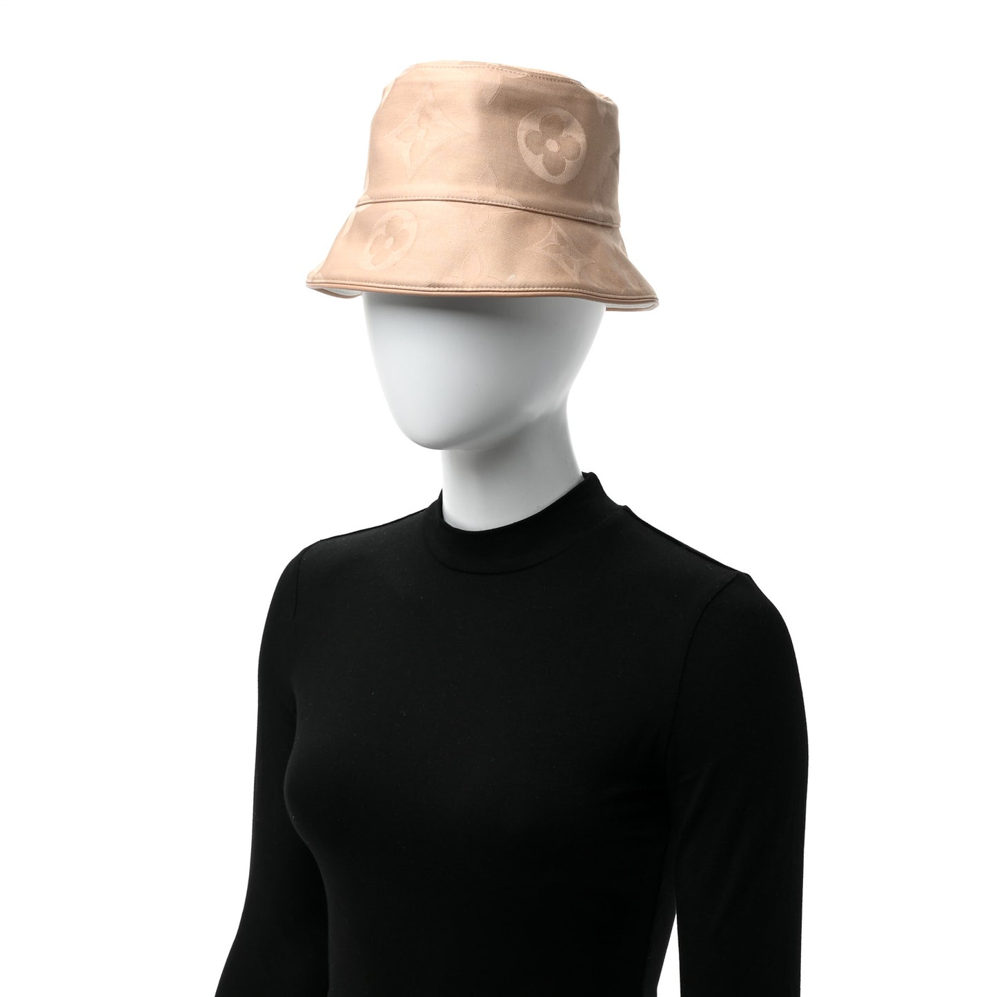 Cotton Monogram Flower Tile Reversible Bucket Hat S Beige