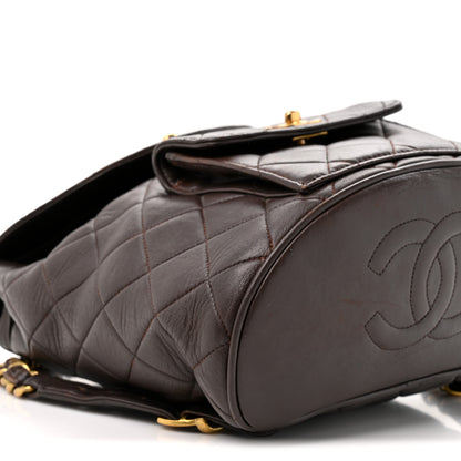 Chanel Lambskin Quilted Drawstring Backpack Brown 10 of 11