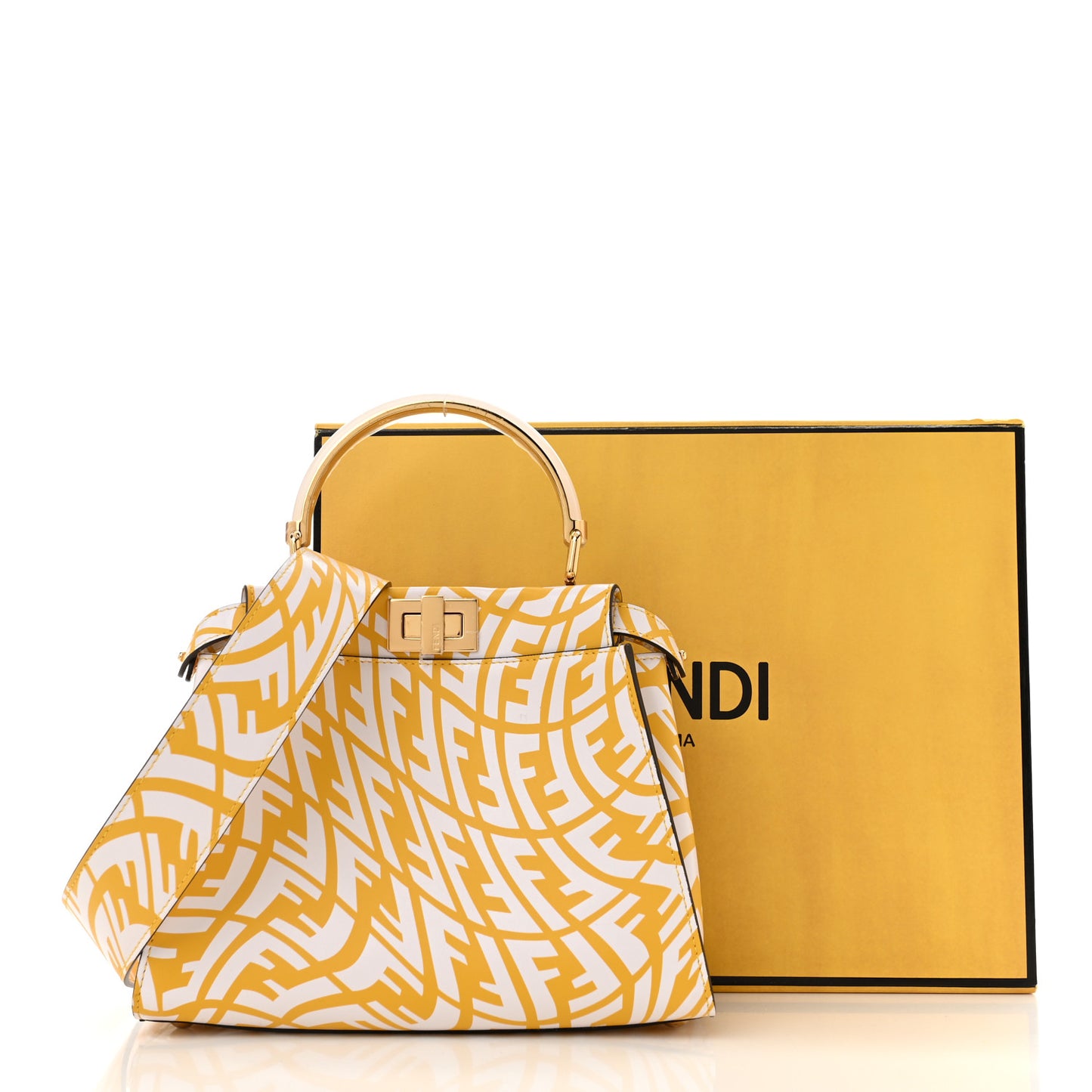 X SARAH COLEMAN Vitello Liberty Shiny Nappa Plexiglass FF Vertigo Mini Peekaboo Iconic Satchel Mimosa White