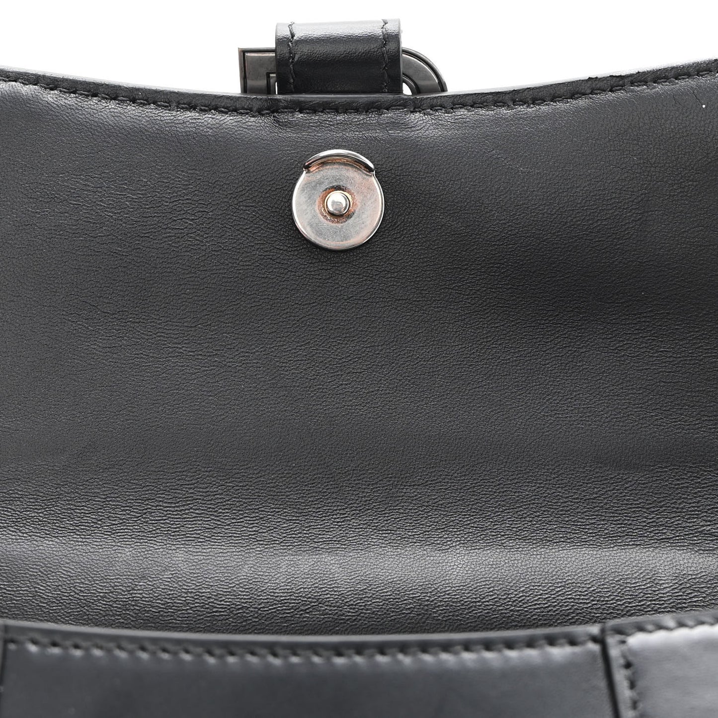 Shiny Box Calfskin Hourglass Top Handle Bag XS Black