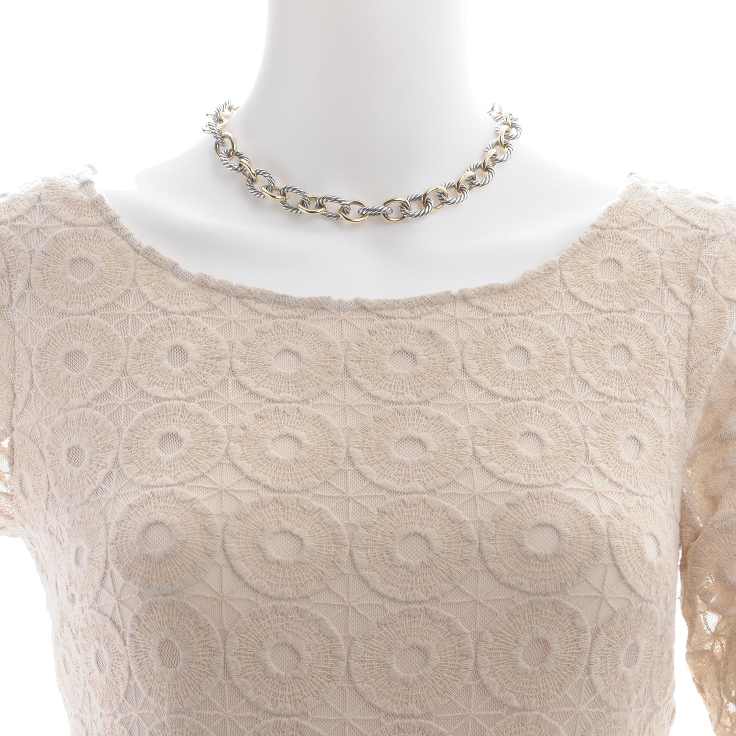 Sterling Silver and 18k Oval Link Necklace