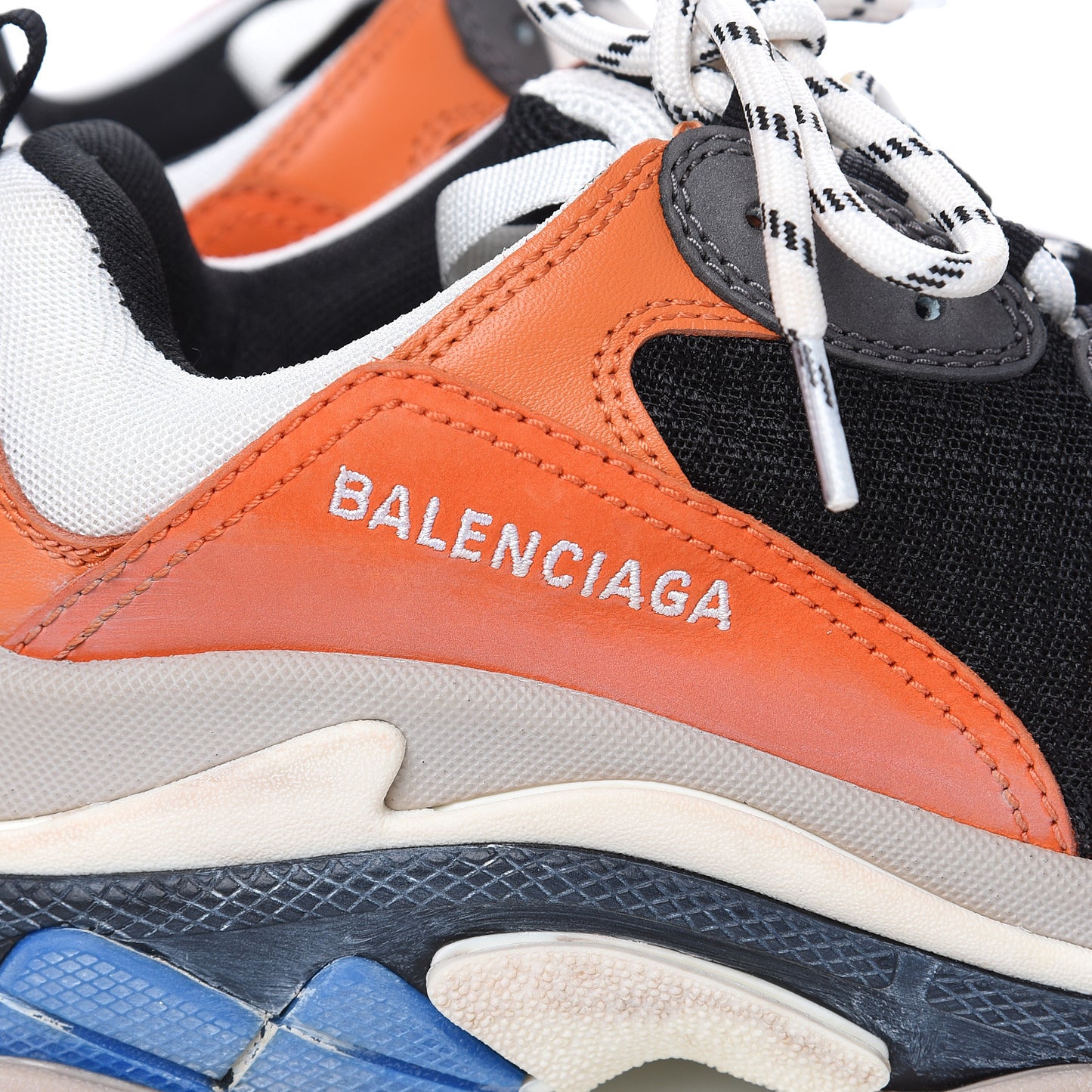 Mesh Nubuck Womens Triple S Sneakers 38 Orange Gris Black
