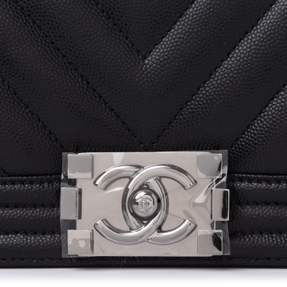 Chanel Caviar Chevron Quilted Small Boy Flap Black 8 of 11