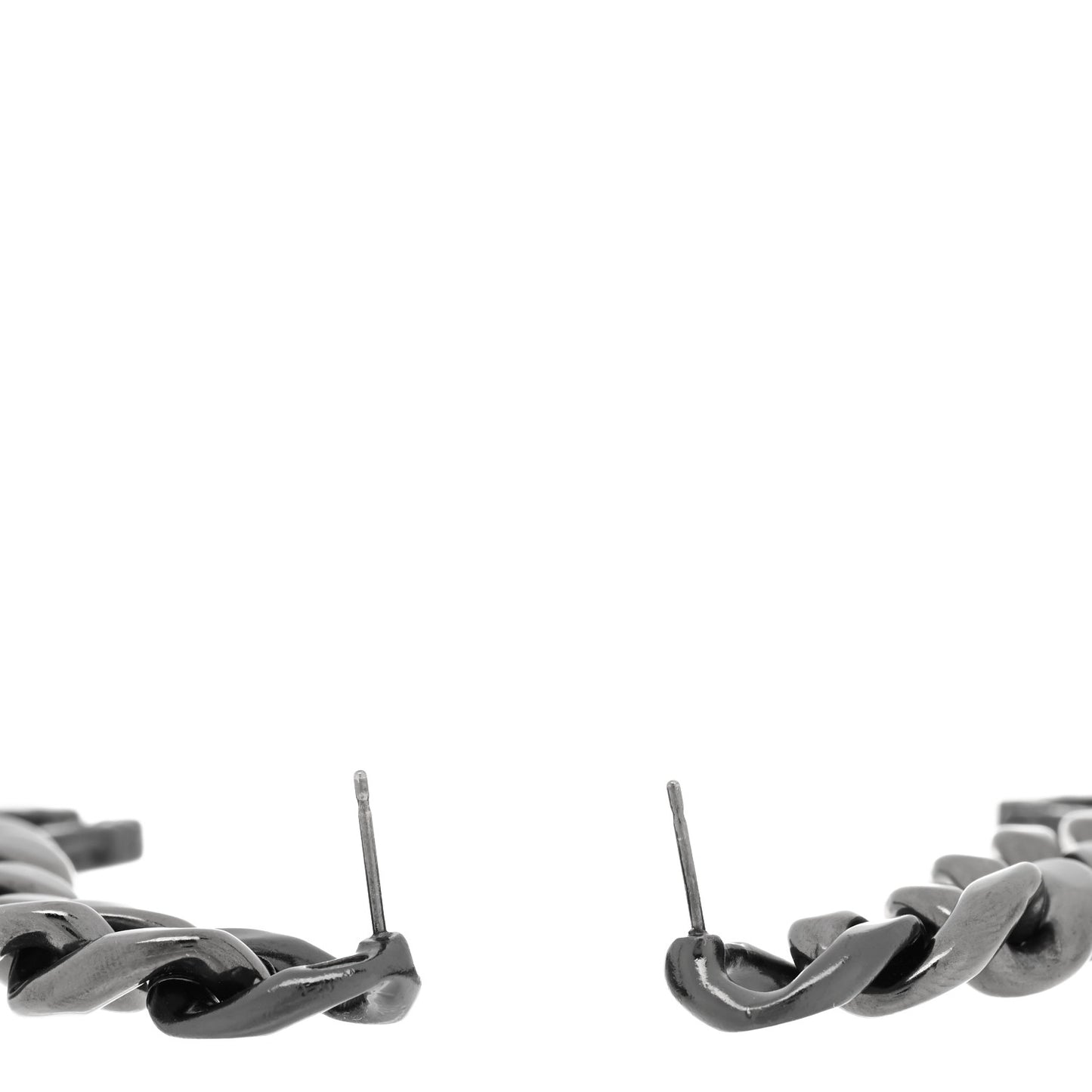 Metal CC Pick Drop Earrings Ruthenium