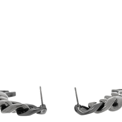 Chanel Metal CC Pick Drop Earrings Ruthenium 3 of 4