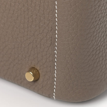 Hermes Taurillon Clemence Mini Lindy 20 Etoupe 10 of 11