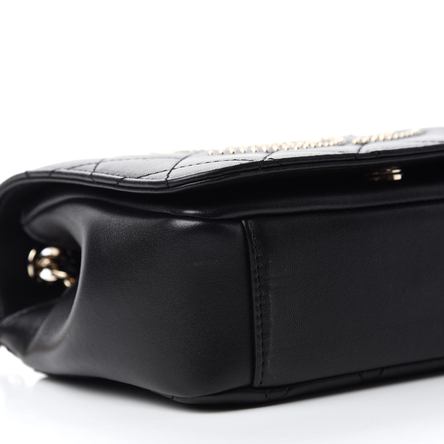 Lambskin Quilted Studded CC Flap Black