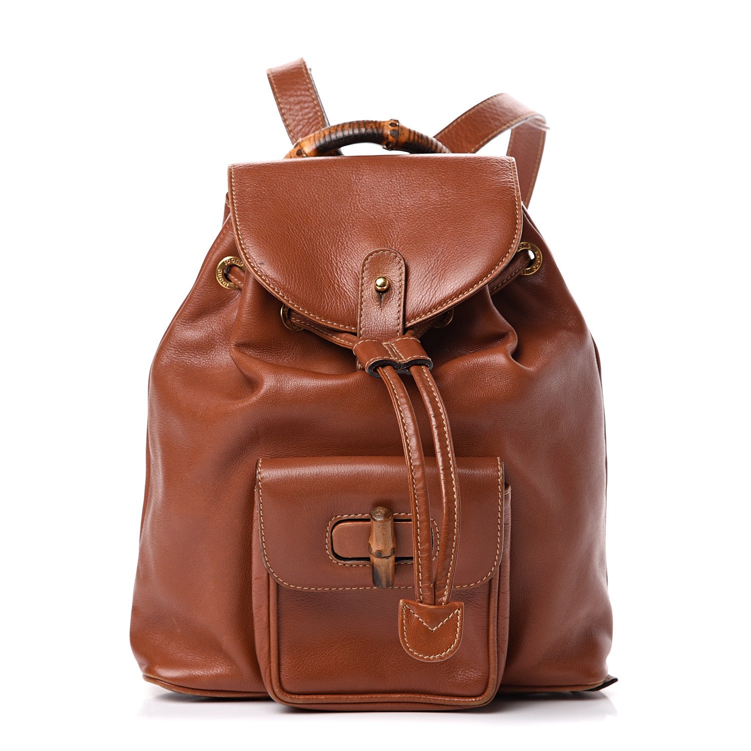 Gucci Calfskin Bamboo Backpack Brown 1 of 18