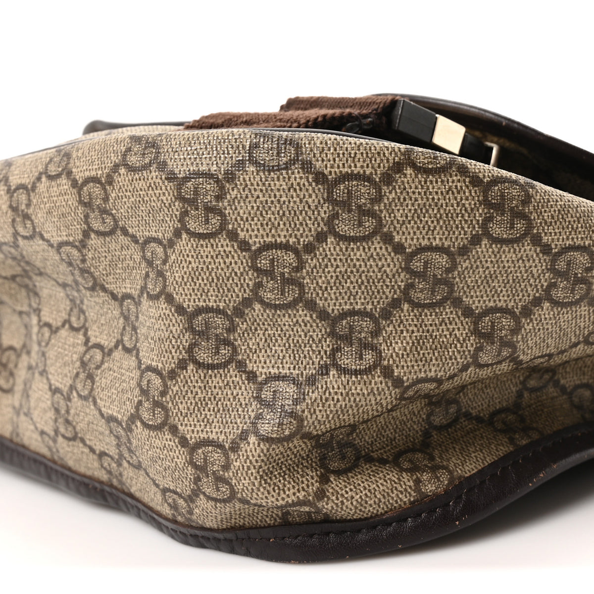 Gucci GG Plus Monogram Medium Double Buckle Flap Messenger Bag Beige Dark Brown 10 of 10