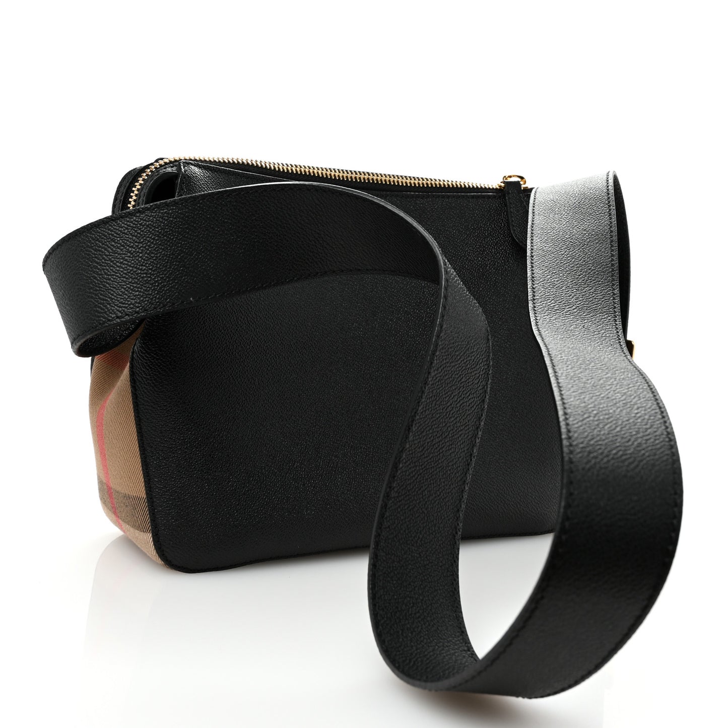Soft Grain Calfskin House Check Small Helmsley Crossbody Black