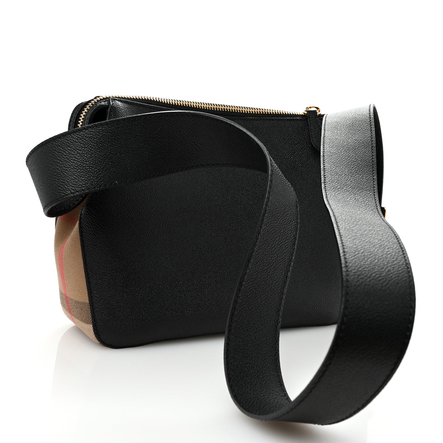 Burberry Soft Grain Calfskin House Check Small Helmsley Crossbody Black 3 of 10