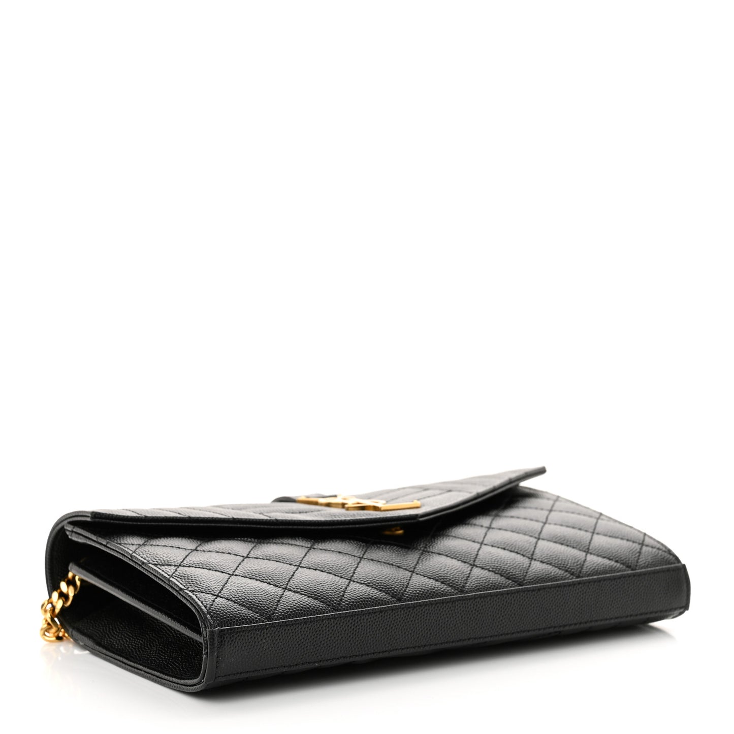 Grain De Poudre Mixed Matelasse Triquilt Monogram Chain Wallet Black