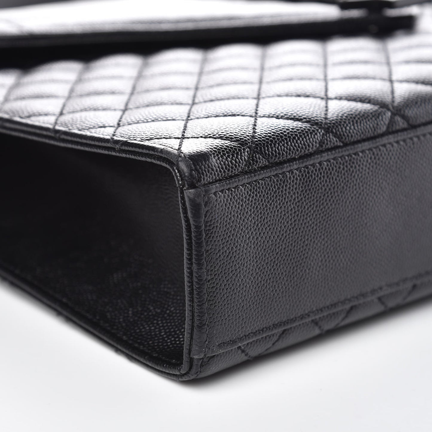 Grain De Poudre Textured Mixed Matelasse Large Triquilt Monogram Monochrome Satchel Black