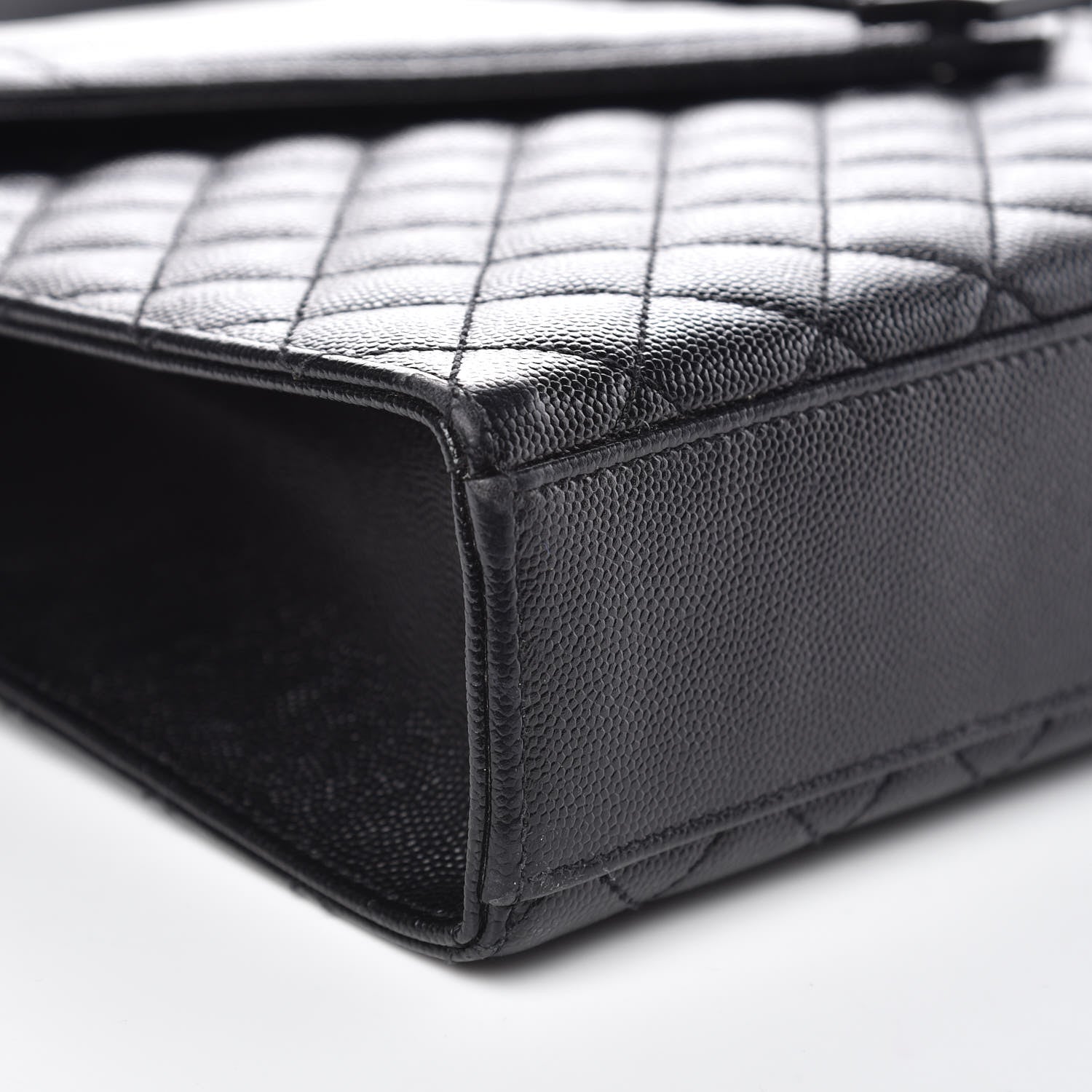 Saint Laurent Grain De Poudre Textured Mixed Matelasse Large Triquilt Monogram Monochrome Satchel Black 9 of 10