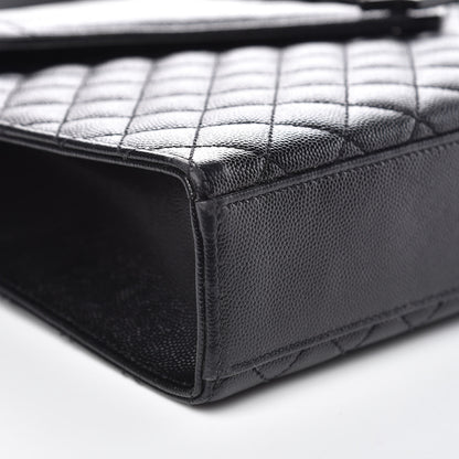 Saint Laurent Grain De Poudre Textured Mixed Matelasse Large Triquilt Monogram Monochrome Satchel Black 9 of 10