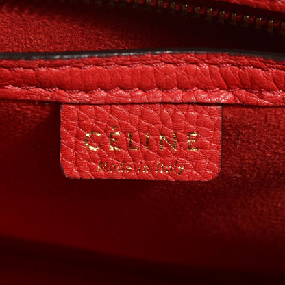 Celine Drummed Calfskin Nano Luggage Coquelicot 6 of 8