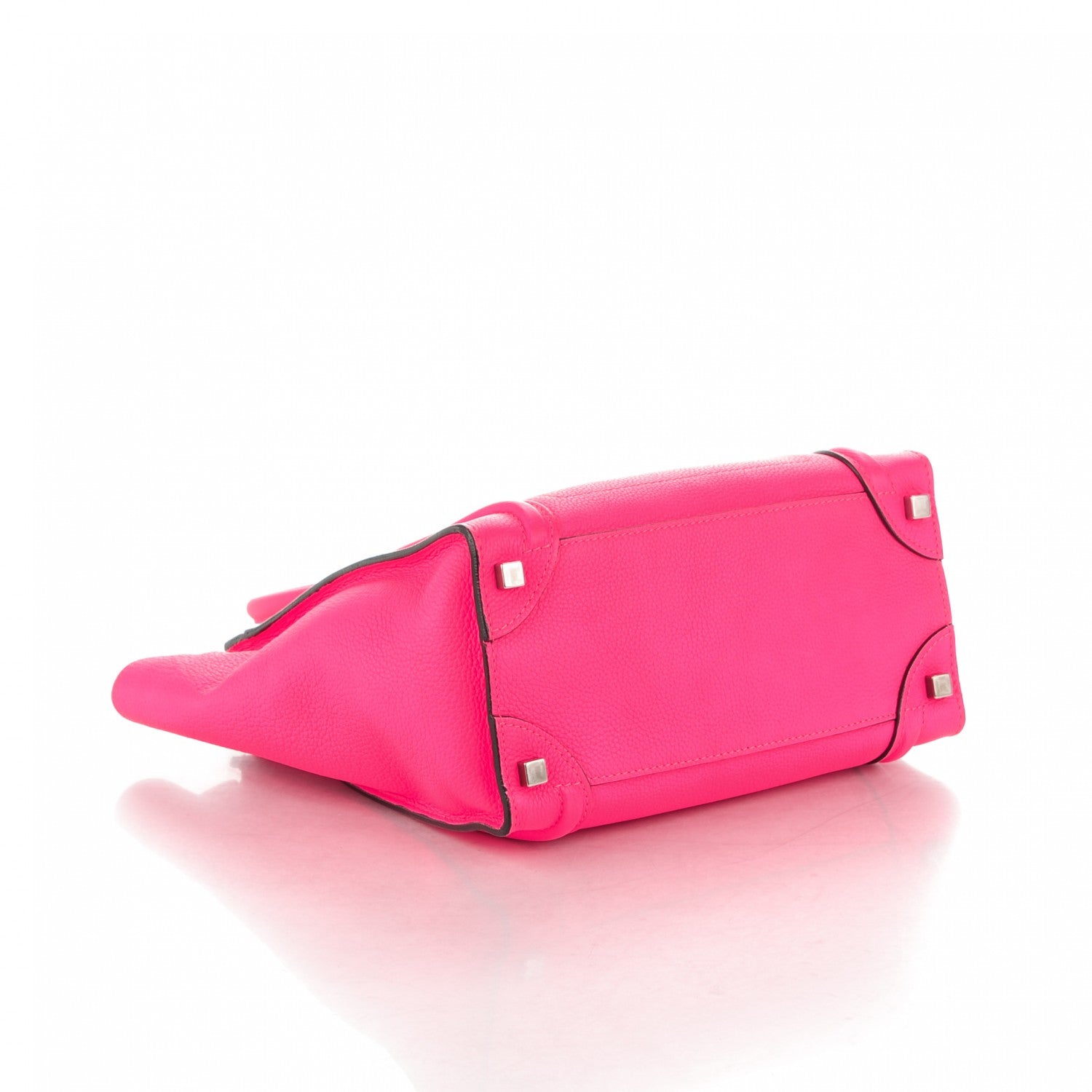 Celine Drummed Calfskin Micro Luggage Fluo Pink 4 of 9