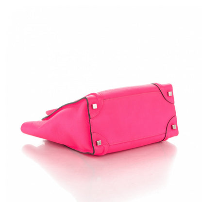 Celine Drummed Calfskin Micro Luggage Fluo Pink 4 of 9