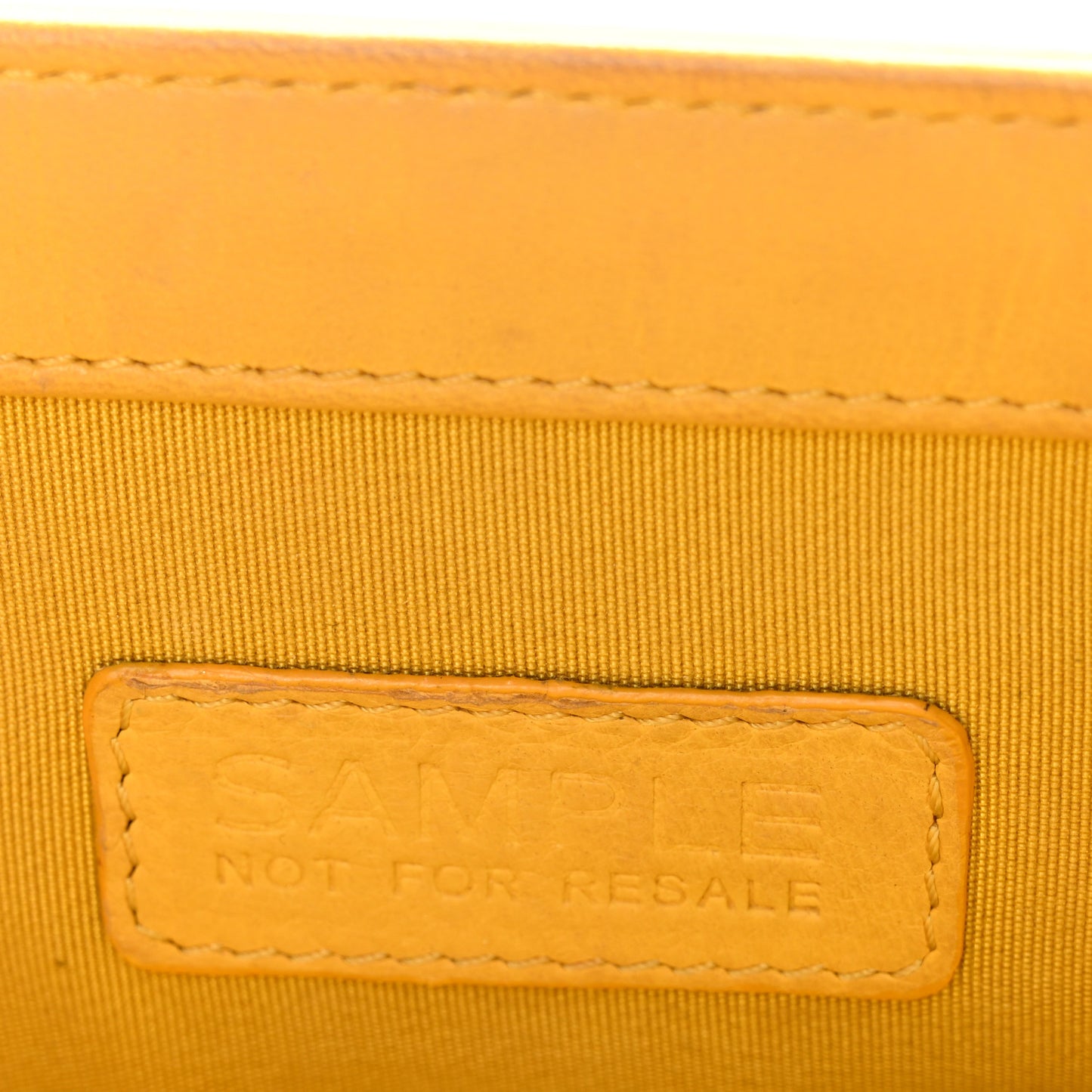 Calfskin Chevron Embroidered Medium Flap Yellow