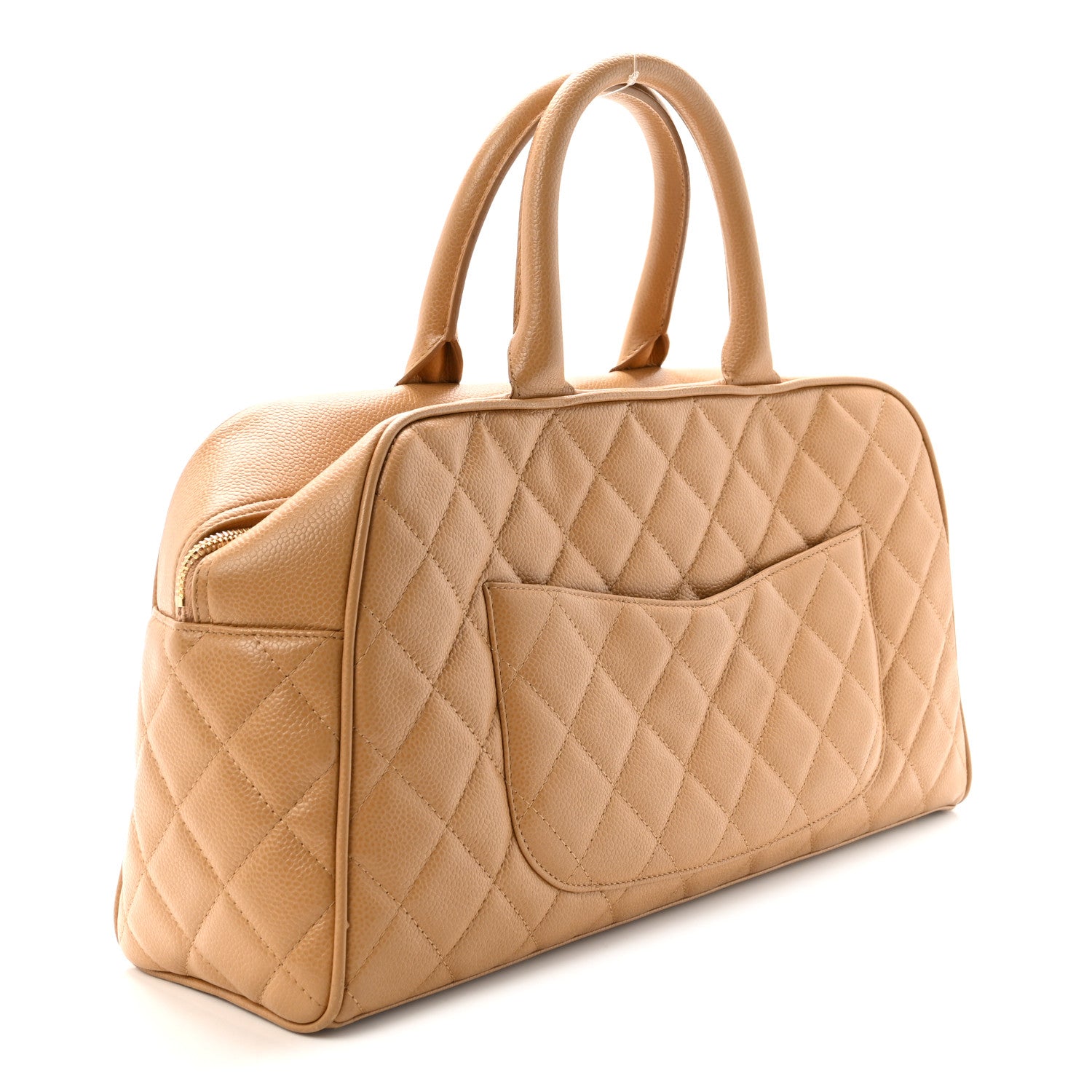 Chanel Caviar Quilted Large Bowler Bag Beige 3 of 10