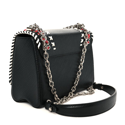 Louis Vuitton Epi Embroidered Twist Shoulder Bag MM  Black 4 of 11