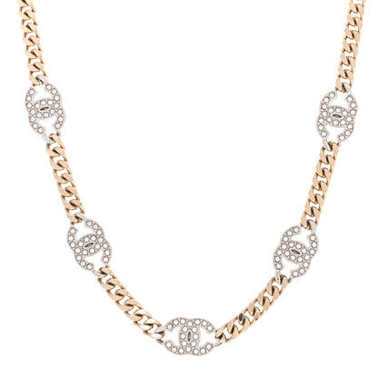 Chanel Crystal Chain CC Link Choker Gold Silver 1 of 7