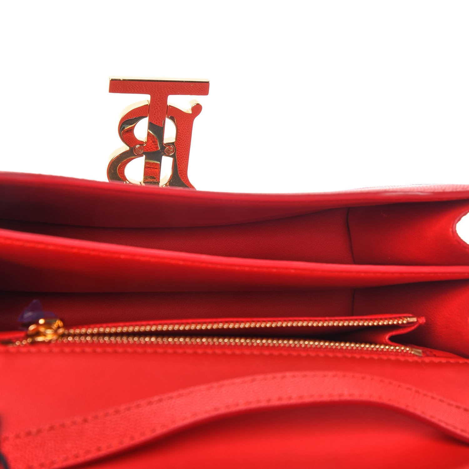Burberry Grainy Calfskin Small TB Bag Bright Red 5 of 9