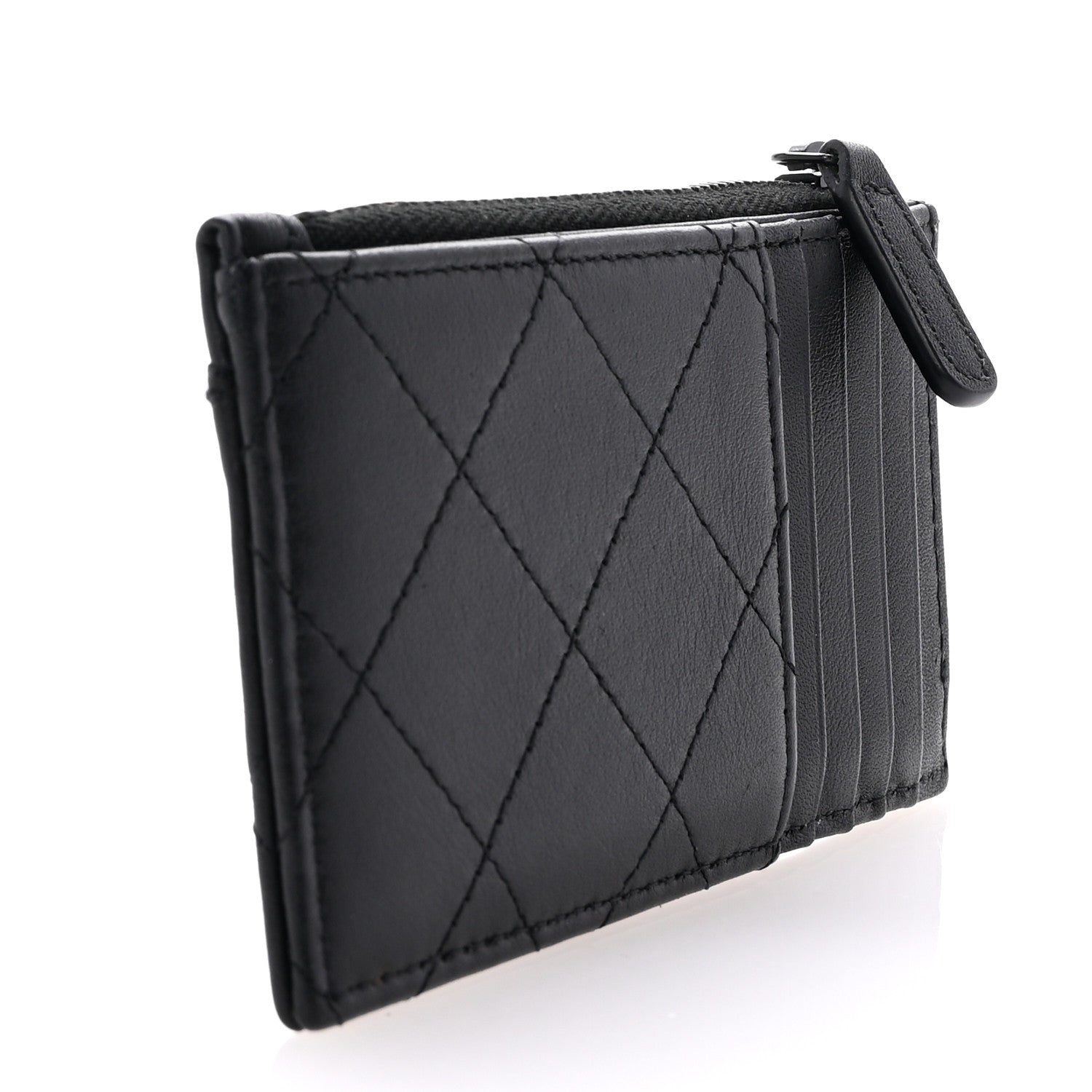 Chanel Calfskin Quilted Zip Card Holder So Black 3 of 8