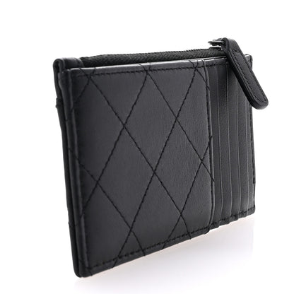 Chanel Calfskin Quilted Zip Card Holder So Black 3 of 8